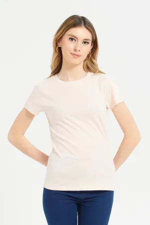 Women Pink Basic T-Shirt