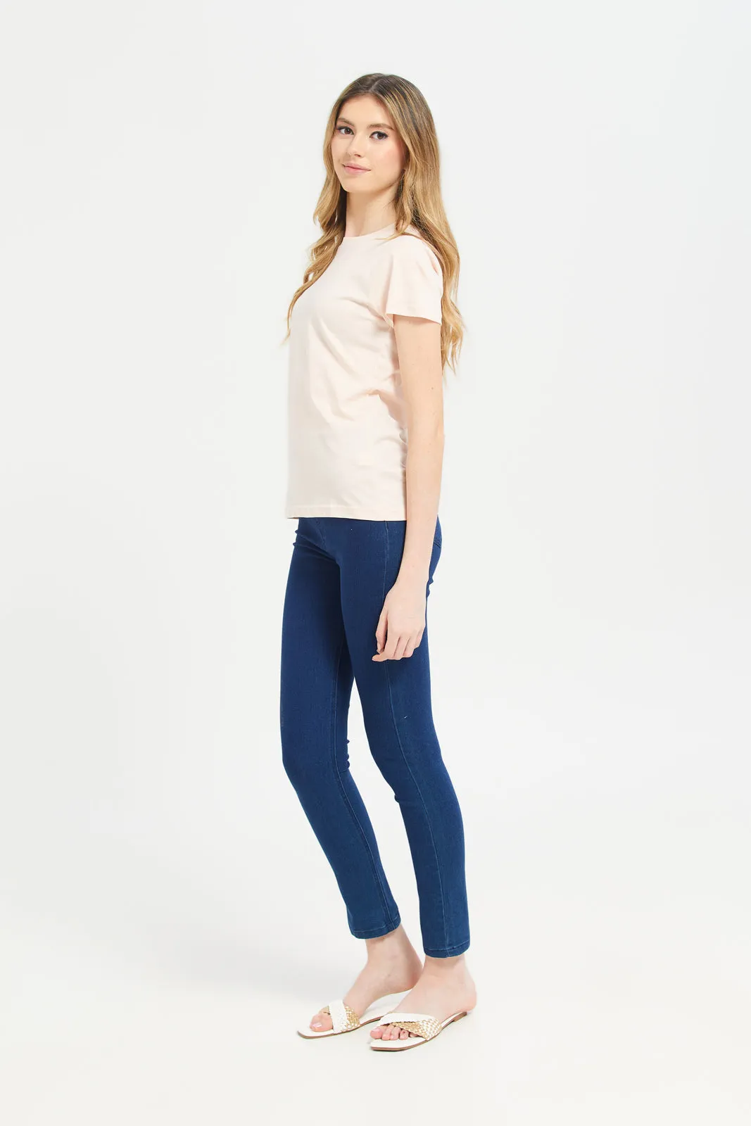 Women Pink Basic T-Shirt