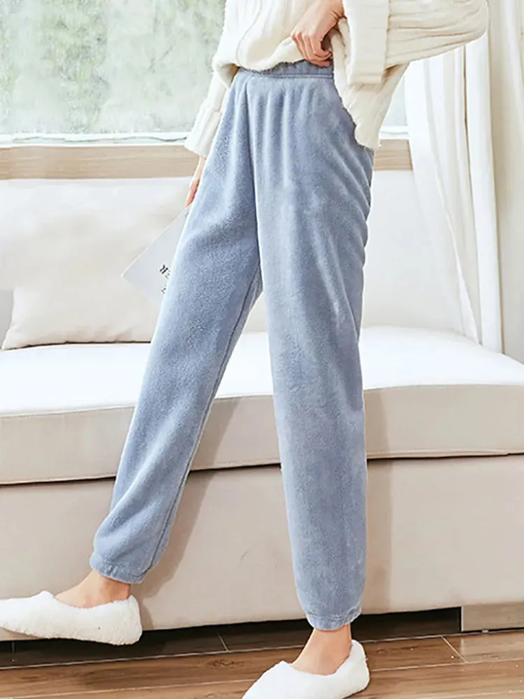 Women Warm 2 Piece Sets Thicken Velvet Ribbed Fleece Set