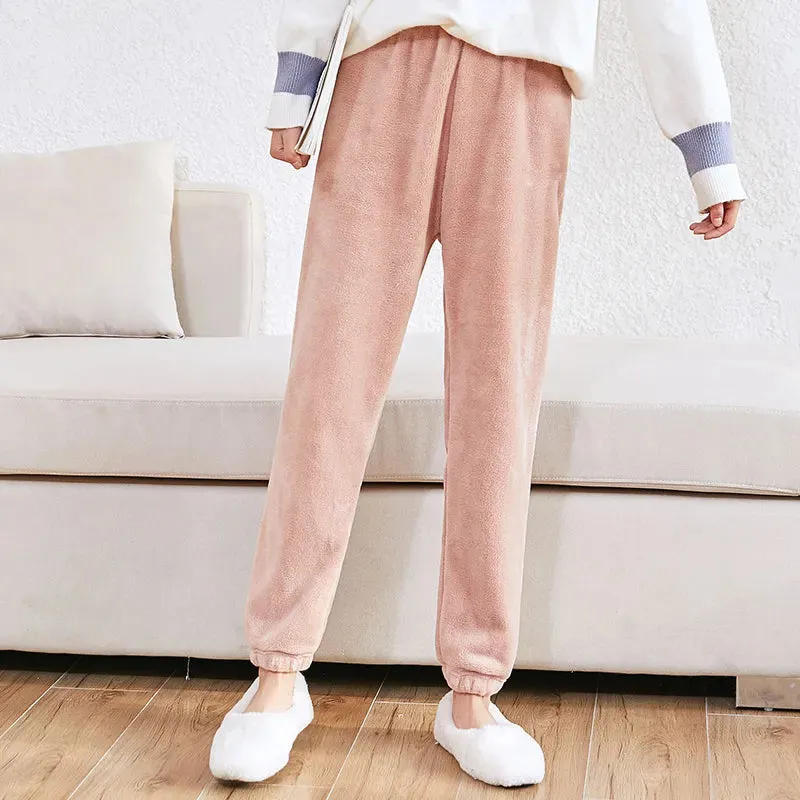 Women Warm 2 Piece Sets Thicken Velvet Ribbed Fleece Set