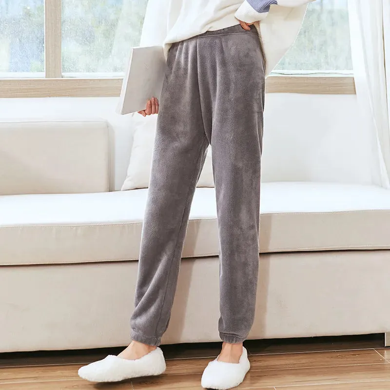 Women Warm 2 Piece Sets Thicken Velvet Ribbed Fleece Set