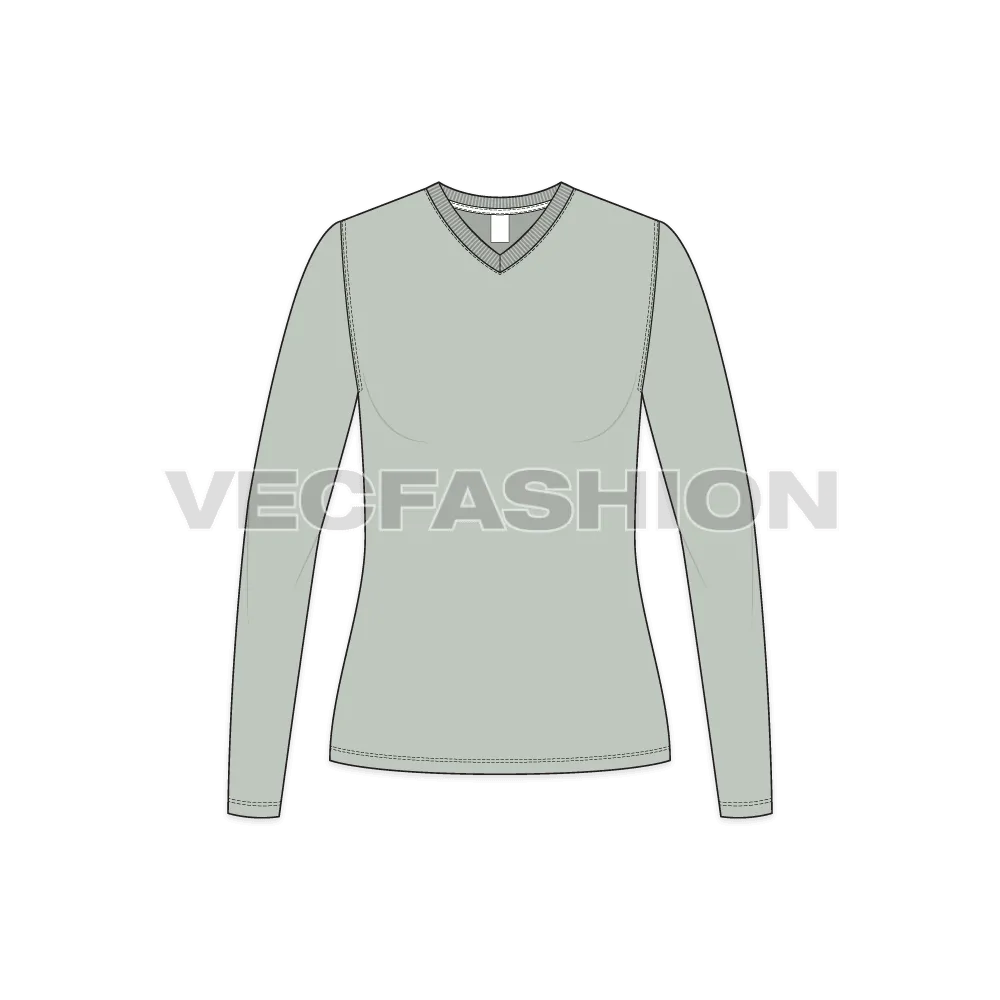 Women's Long Sleeve V-neck T-shirt
