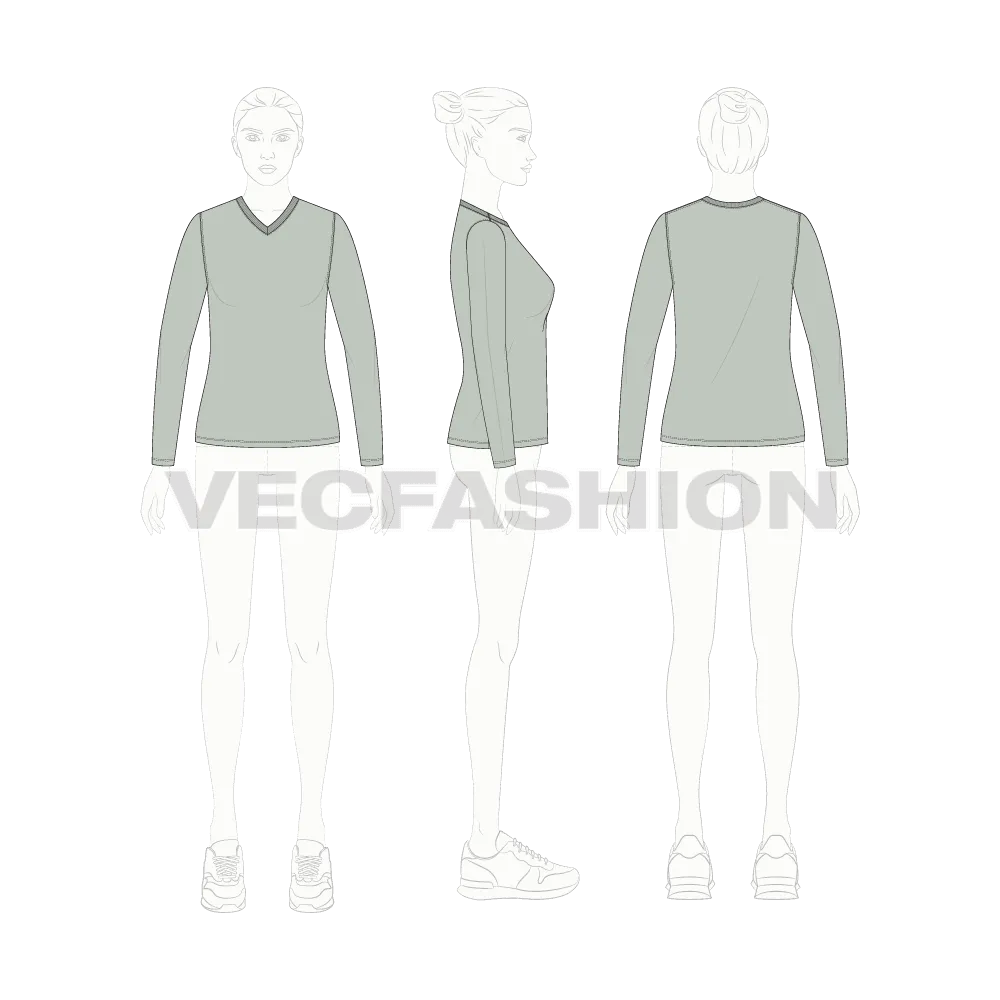 Women's Long Sleeve V-neck T-shirt