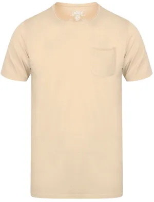 Zac Crew Neck Cotton T-Shirt with Pocket In Oyster - Tokyo Laundry